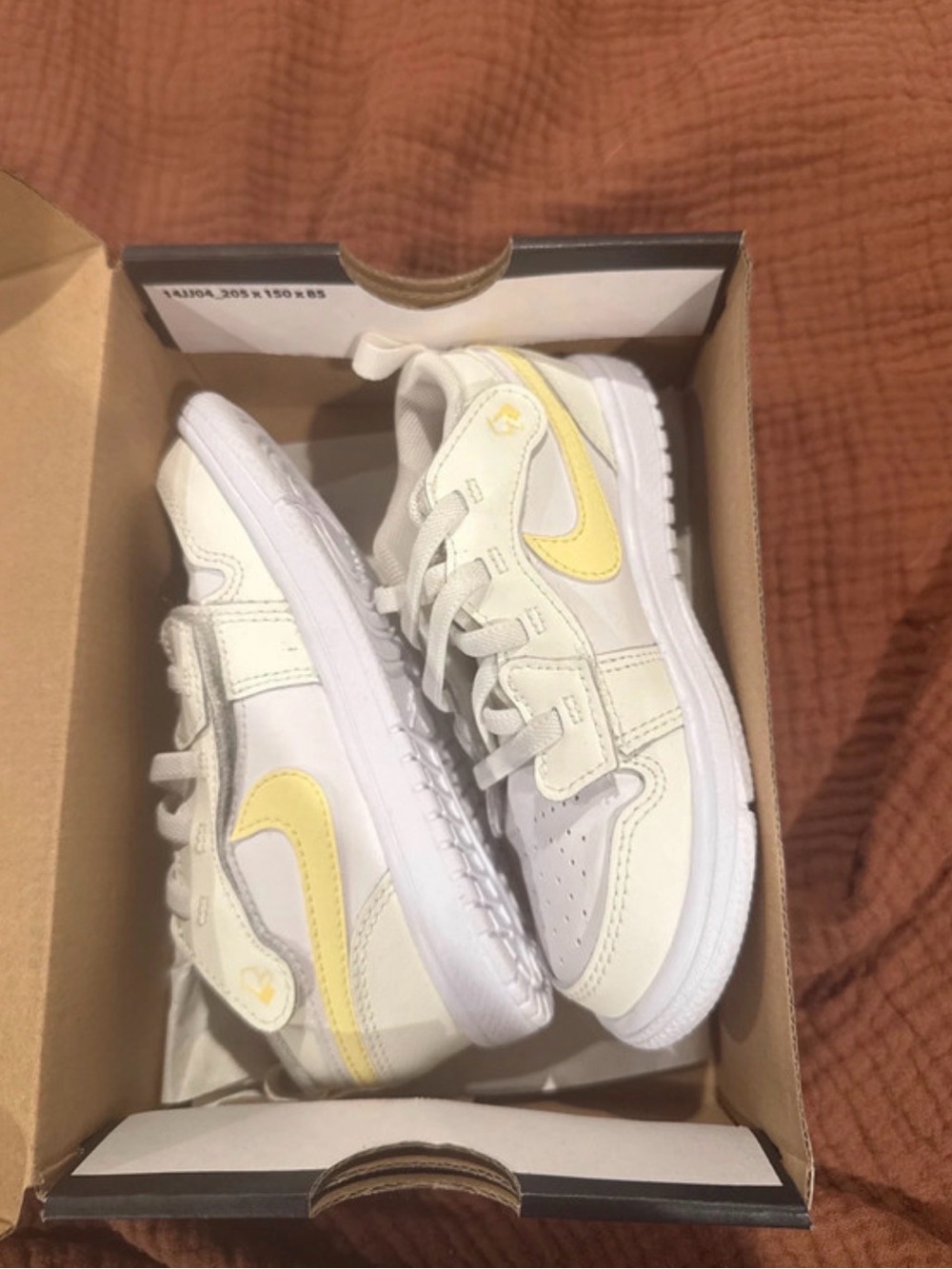 Jordan Kids White and Pale Yellow Sneakers